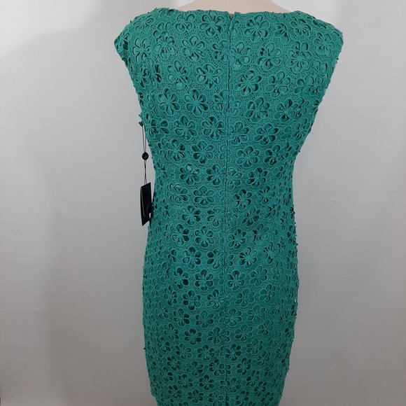 NWT Adriana Papell lace overlay turquoise blue dress 10 - Picture 6 of 15